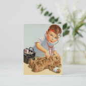 Teddy Checkup - Cute Art wordt snel goed Briefkaart (Staand voorkant)