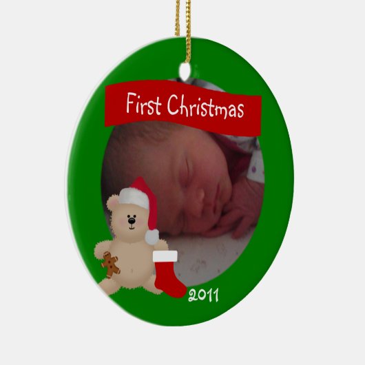 Teddy Custom First kerstOrnament Keramisch Ornament (Rechts)