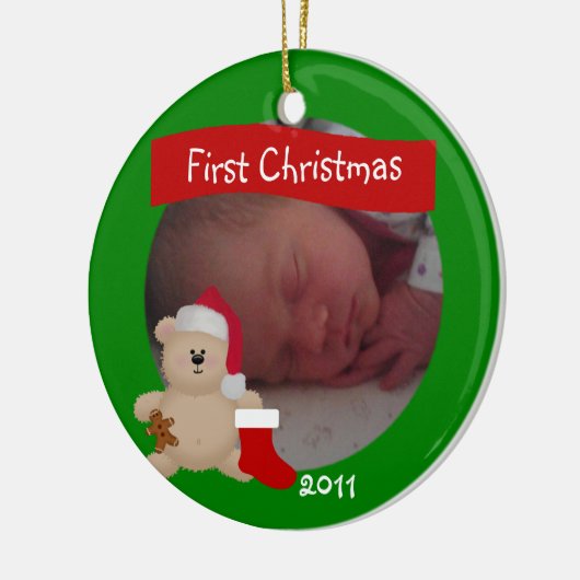 Teddy Custom First kerstOrnament Keramisch Ornament (Links)