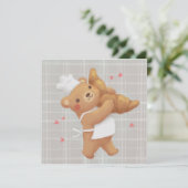 Teddy de bakker met croissant bedankkaart (Staand voorkant)