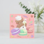 Teddy de bakker met macarons kaart (Staand voorkant)