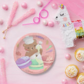 Teddy de bakker met macarons papieren bordje (Feest)
