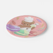 Teddy de bakker met macarons papieren bordje (Gekanteld)