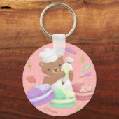 Teddy de bakker met macarons sleutelhanger (Achterkant)