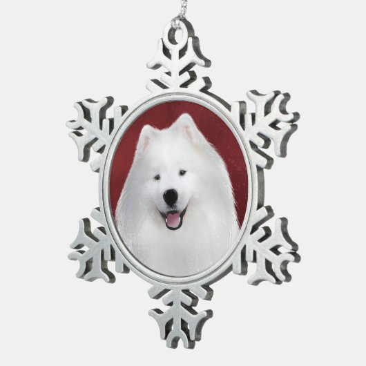 Teddy de Samojeed Tin Sneeuwvlok Ornament (Rechts)