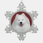 Teddy de Samojeed Tin Sneeuwvlok Ornament (Voorkant)