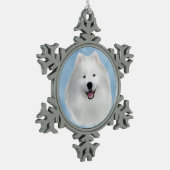 Teddy de Samojeed Tin Sneeuwvlok Ornament (Links)