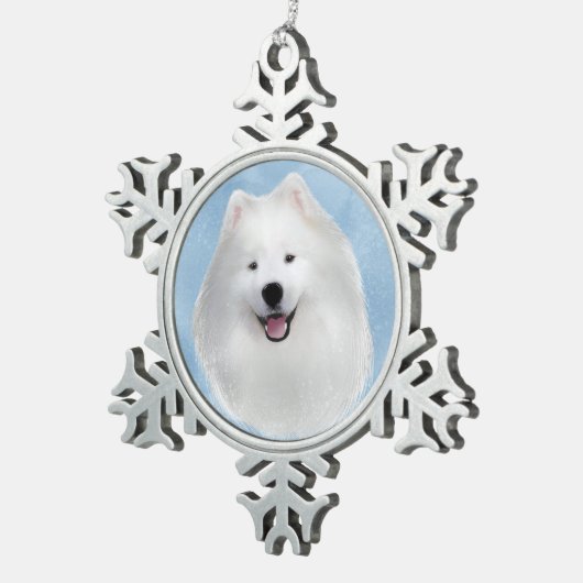 Teddy de Samojeed Tin Sneeuwvlok Ornament (Rechts)