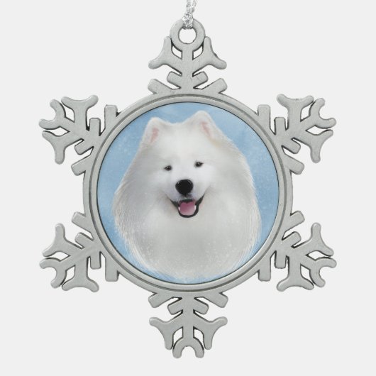 Teddy de Samojeed Tin Sneeuwvlok Ornament (Voorkant)