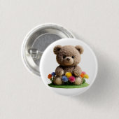 Teddy_design- door Maaya Prints, Wit Ronde Button 3,2 Cm (Voorkant /achterkant)