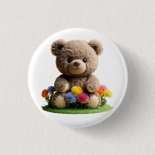 Teddy_design- door Maaya Prints, Wit Ronde Button 3,2 Cm