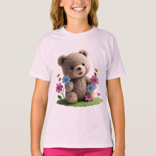 Teddy_design.no.6- van Maaya Prints, Kinder Roze T-shirt
