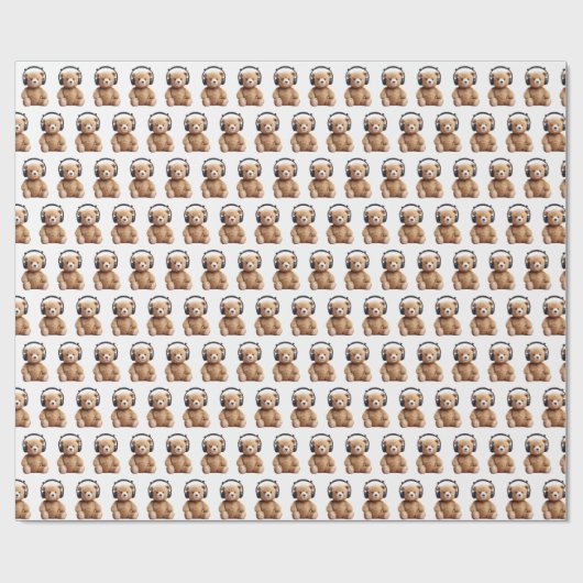 Teddy Draag een hoofdtelefoon Cadeaupapier (Vlak)