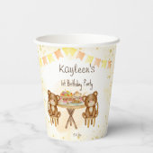 Teddy draagt een picknick-feest papieren bekers (Achterkant)