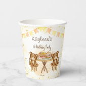 Teddy draagt een picknick-feest papieren bekers (Voorkant)