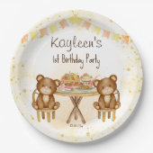 Teddy draagt een picknick-feest papieren bordje (Voorkant)