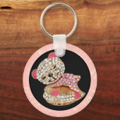 Teddy draagt een slopende schoonheid met een dunne sleutelhanger (Voorkant)