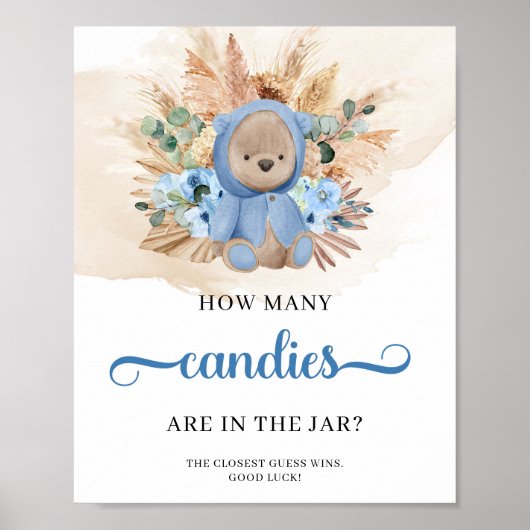 Teddy draagt hoeveel Snoepjes er zijn in de Jar ga Poster (Voorkant)