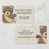 Teddy draagt naadloos naaiwerk in handgemaakt spee visitekaartje (Voorkant / Achterkant)
