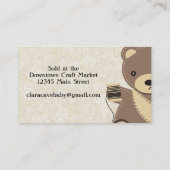 Teddy draagt naadloos naaiwerk in handgemaakt spee visitekaartje (Achterkant)