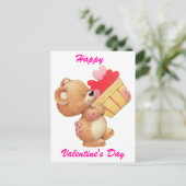 Teddy en een mand van harten feestdagenkaart (Staand voorkant)
