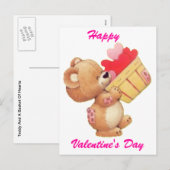 Teddy en een mand van harten feestdagenkaart (Voorkant / Achterkant)