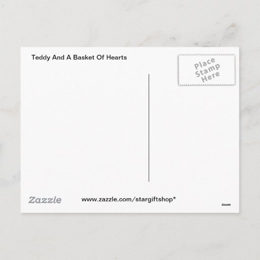 Teddy en een mand van harten feestdagenkaart (Achterkant)