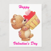 Teddy en een mand van harten feestdagenkaart (Voorkant)