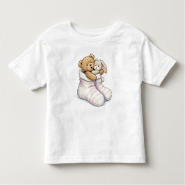 Teddy en konijn warmen op in Sokken Kinder Shirts