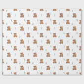 Teddy en Rozen Delicate Baby Wrapping Paper Cadeaupapier (Vlak)