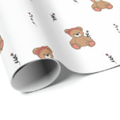 Teddy en Rozen Delicate Baby Wrapping Paper Cadeaupapier (Rol Hoek)