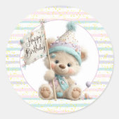 Teddy Flag Birthday Ronde Sticker (Voorkant)