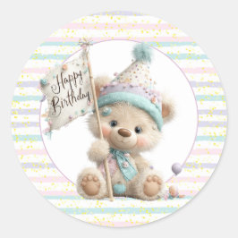 Teddy Flag Birthday Ronde Sticker