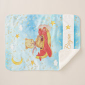 *~* Teddy Flying Air Plane Stars Moon Clouds Sherpa Deken (Voorkant (horizontaal))