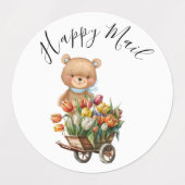 Teddy Foral Boy Rustic Happy Mail Baby shower Labels (Design 2)