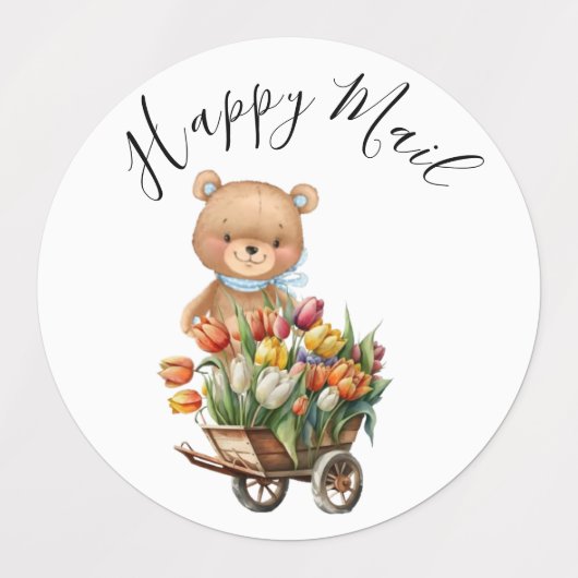Teddy Foral Boy Rustic Happy Mail Baby shower Labels (Design 1)