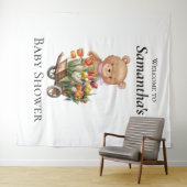 Teddy Foral Girl Rustic Baby shower achtergrond Wandkleed (In Situ (horizontaal))