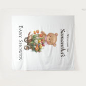 Teddy Foral Girl Rustic Baby shower achtergrond Wandkleed (Voorkant (horizontaal))