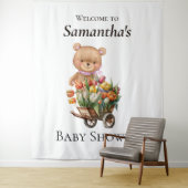 Teddy Foral Girl Rustic Baby shower achtergrond Wandkleed (In situ)