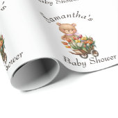 Teddy Foral Girl Rustic Baby shower Cadeaupapier (Rol Hoek)