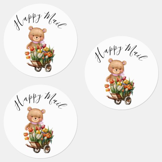 Teddy Foral Happy Mail Rustic Baby shower Labels (Groep)