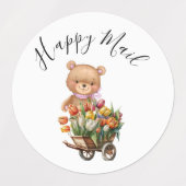 Teddy Foral Happy Mail Rustic Baby shower Labels (Design 1)