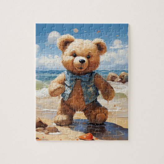 Teddy gaat naar het strand! Beren puzzel Legpuzzel (Verticaal)