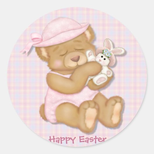 Teddy Girl Pasen Ronde Sticker (Voorkant)
