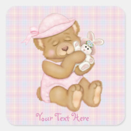 Teddy Girl Pasen Vierkante Sticker