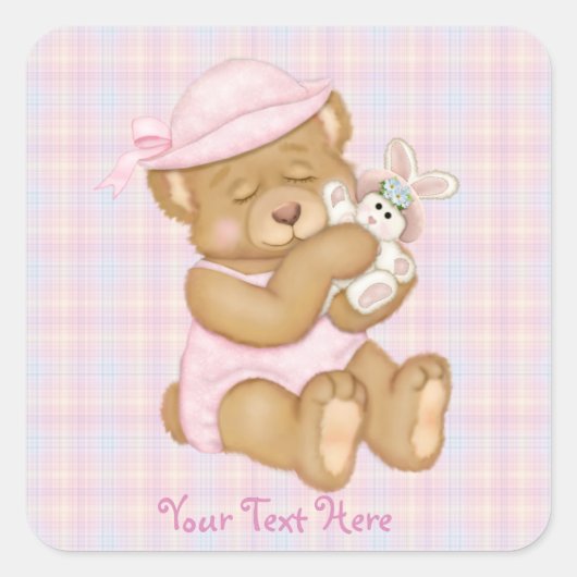 Teddy Girl Pasen Vierkante Sticker (Voorkant)