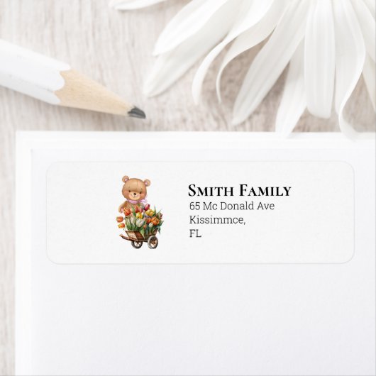 Teddy Girl Pink Foral Rustic Etiket (Insitu)