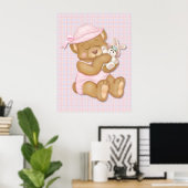 Teddy Girl Pink Poster (Thuiskantoor)