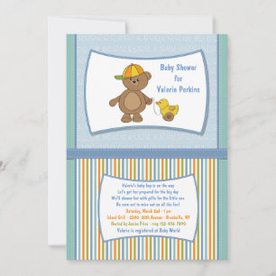 Teddy Guy Baby shower Invitation Kaart
