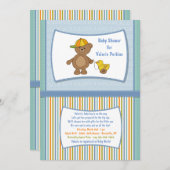 Teddy Guy Baby shower Invitation Kaart (Voorkant / Achterkant)